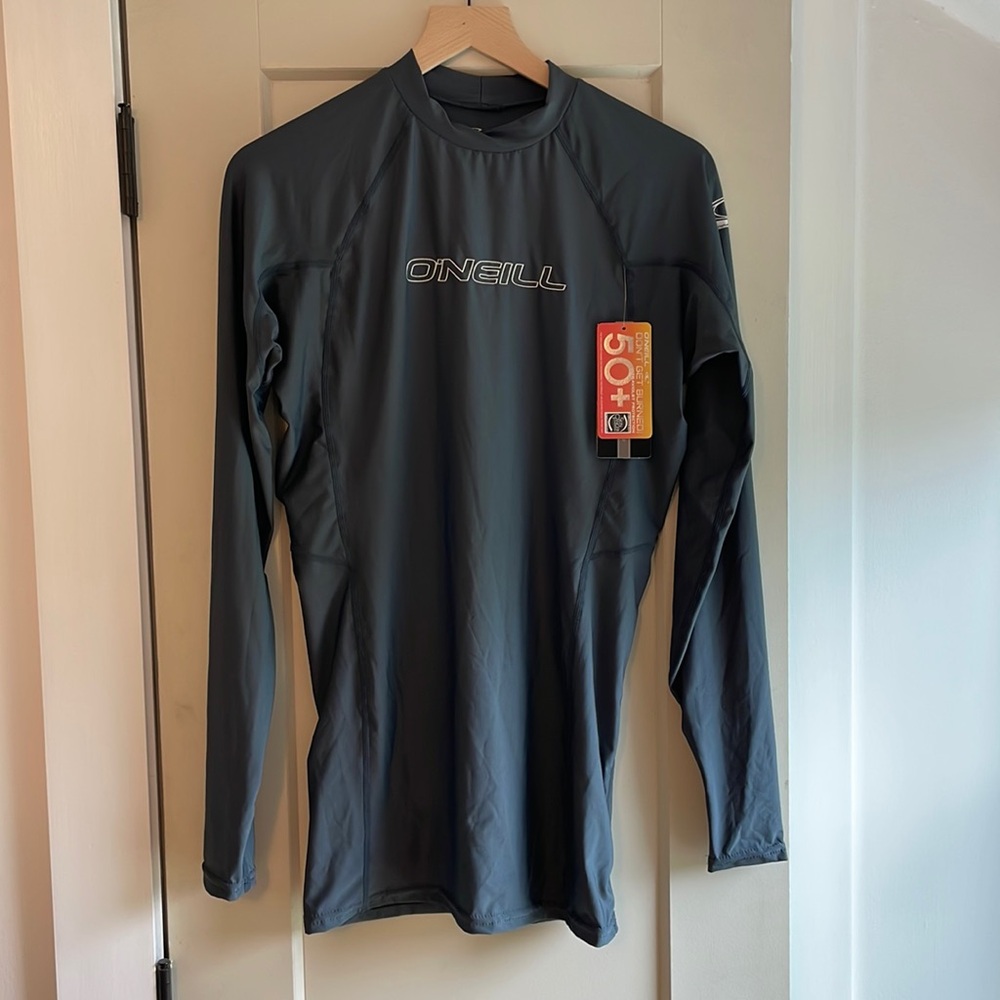 O’Neill Long Sleeve Rash Guard 50 SPF Grey Graphite Sz Large Tall NEW WITH TAGS